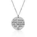 Silver-Plated Alloy Stainless Steel Love Quote Pendant Necklace - The Pari | Grocsy