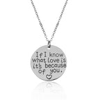 Silver-Plated Alloy Stainless Steel Love Quote Pendant Necklace - The Pari | Grocsy