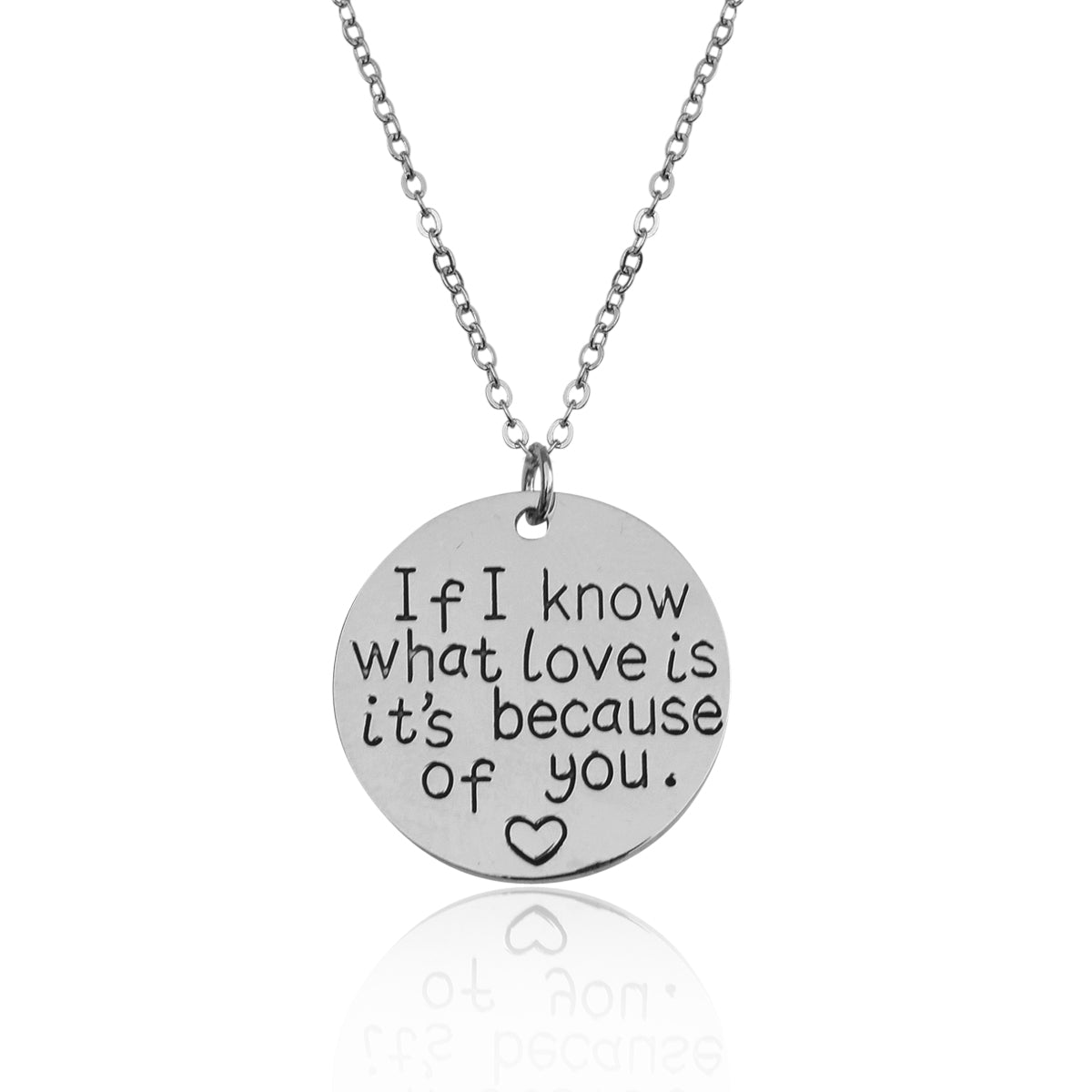 Silver-Plated Alloy Stainless Steel Love Quote Pendant Necklace - The Pari | Grocsy