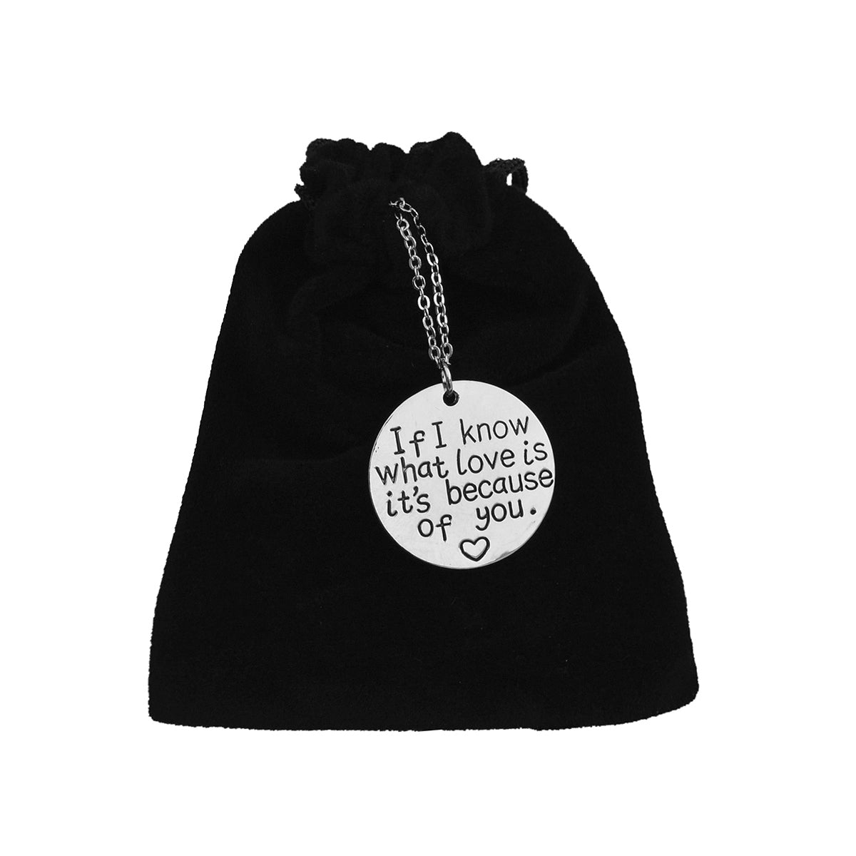 Silver-Plated Alloy Stainless Steel Love Quote Pendant Necklace - The Pari | Grocsy