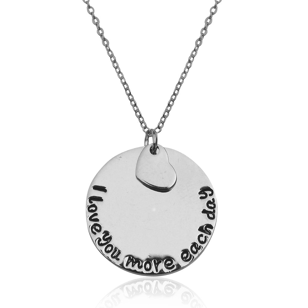 Silver-Plated Alloy Stainless Steel Love Quote Pendant Necklace - The Pari | Grocsy