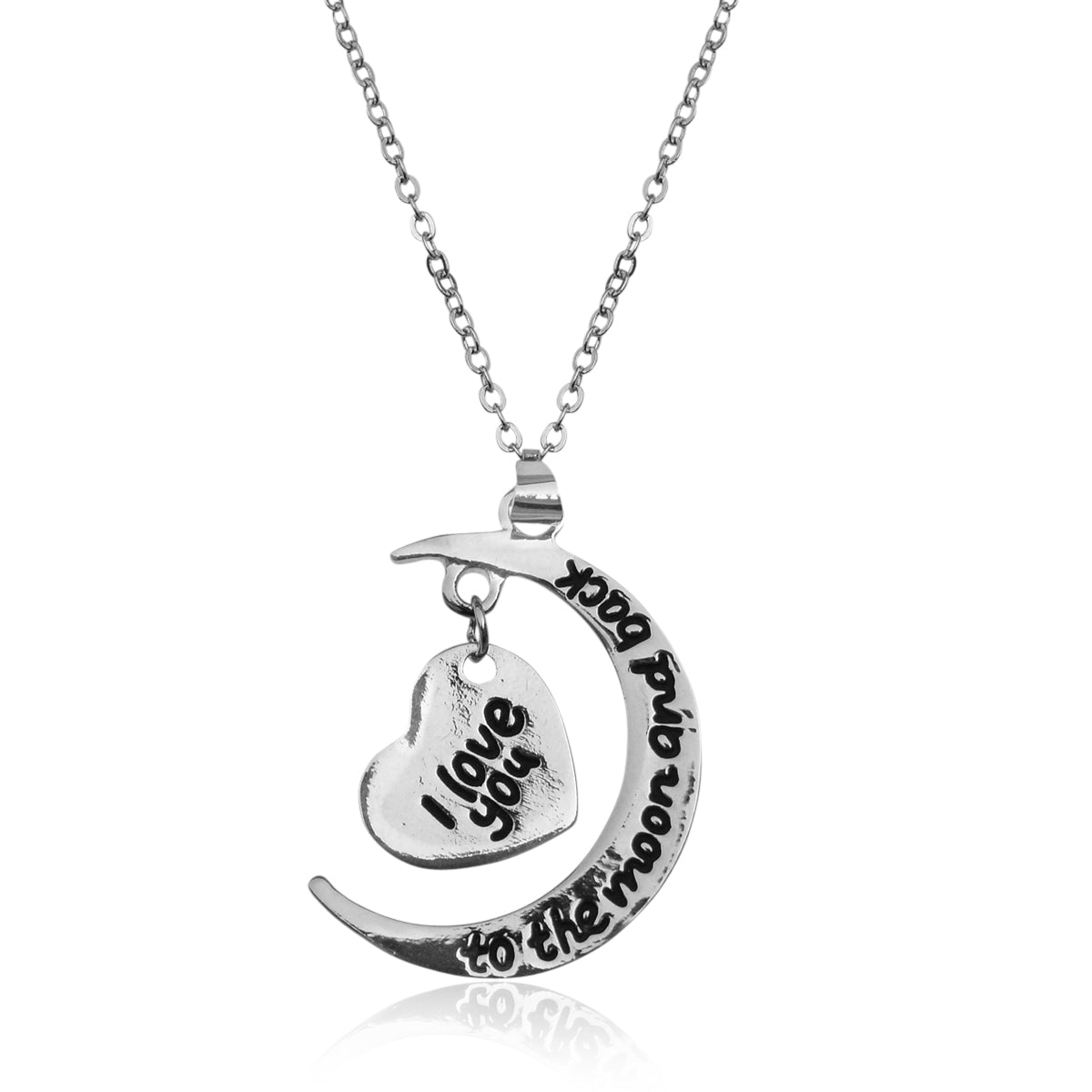 Silver-Plated Alloy Stainless Steel Love Quote Pendant Necklace - The Pari | Grocsy