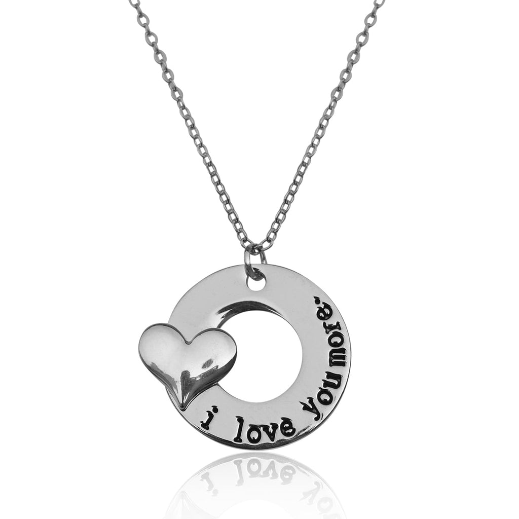 Silver-Plated Alloy Stainless Steel Love Quote Pendant Necklace - The Pari | Grocsy