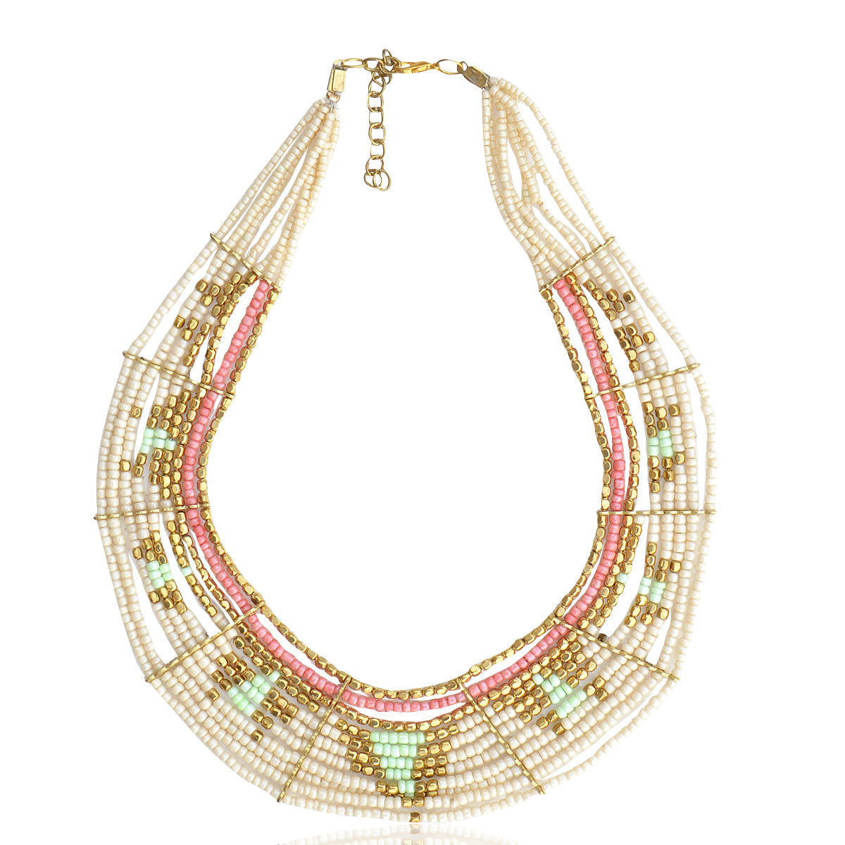 Gold-Polished Alloy Beaded Designer Choker Necklace - The Pari | Grocsy