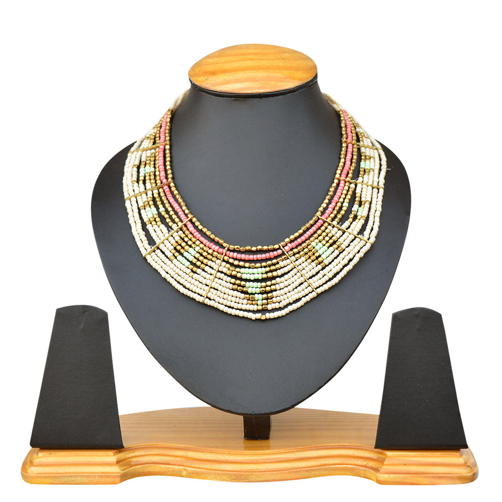 Gold-Polished Alloy Beaded Designer Choker Necklace - The Pari | Grocsy