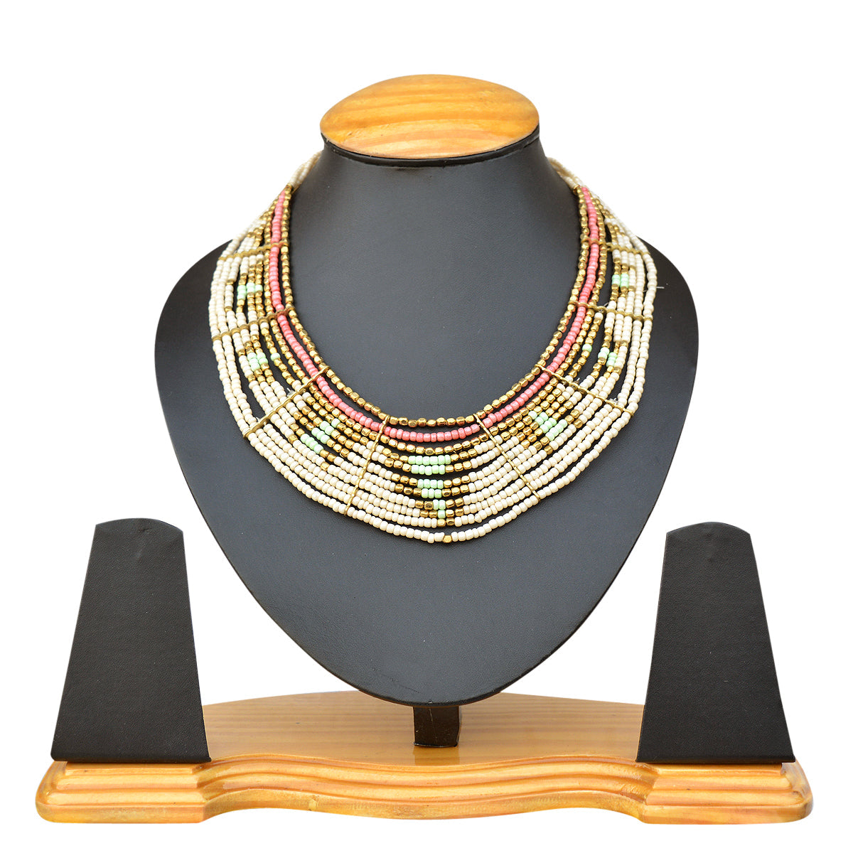 Gold-Polished Alloy Beaded Designer Choker Necklace - The Pari | Grocsy