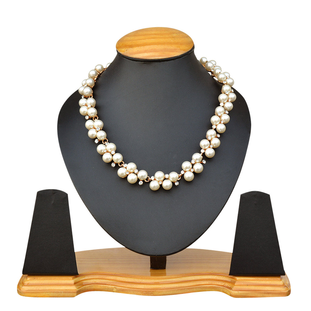 Gold-Toned Alloy Falling Pearl Necklace - The Pari | Grocsy