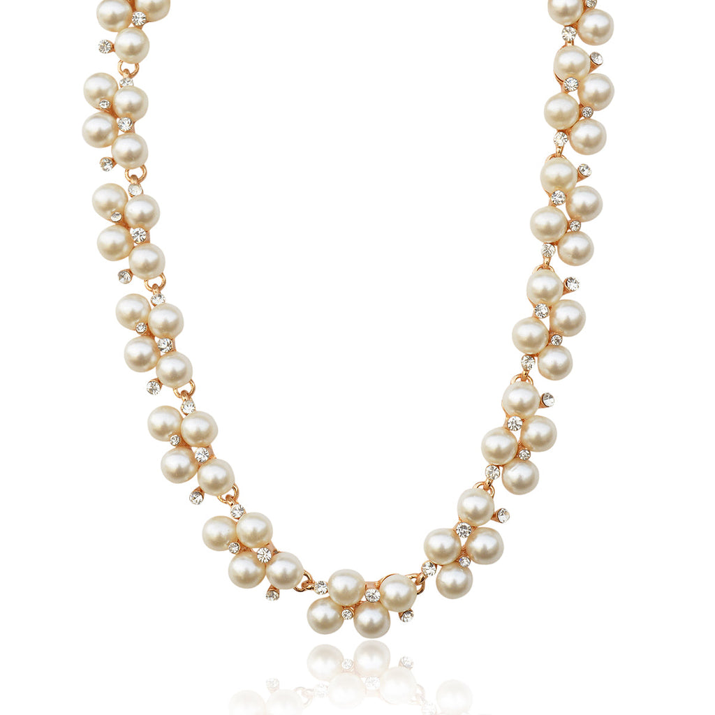 Gold-Toned Alloy Falling Pearl Necklace - The Pari | Grocsy
