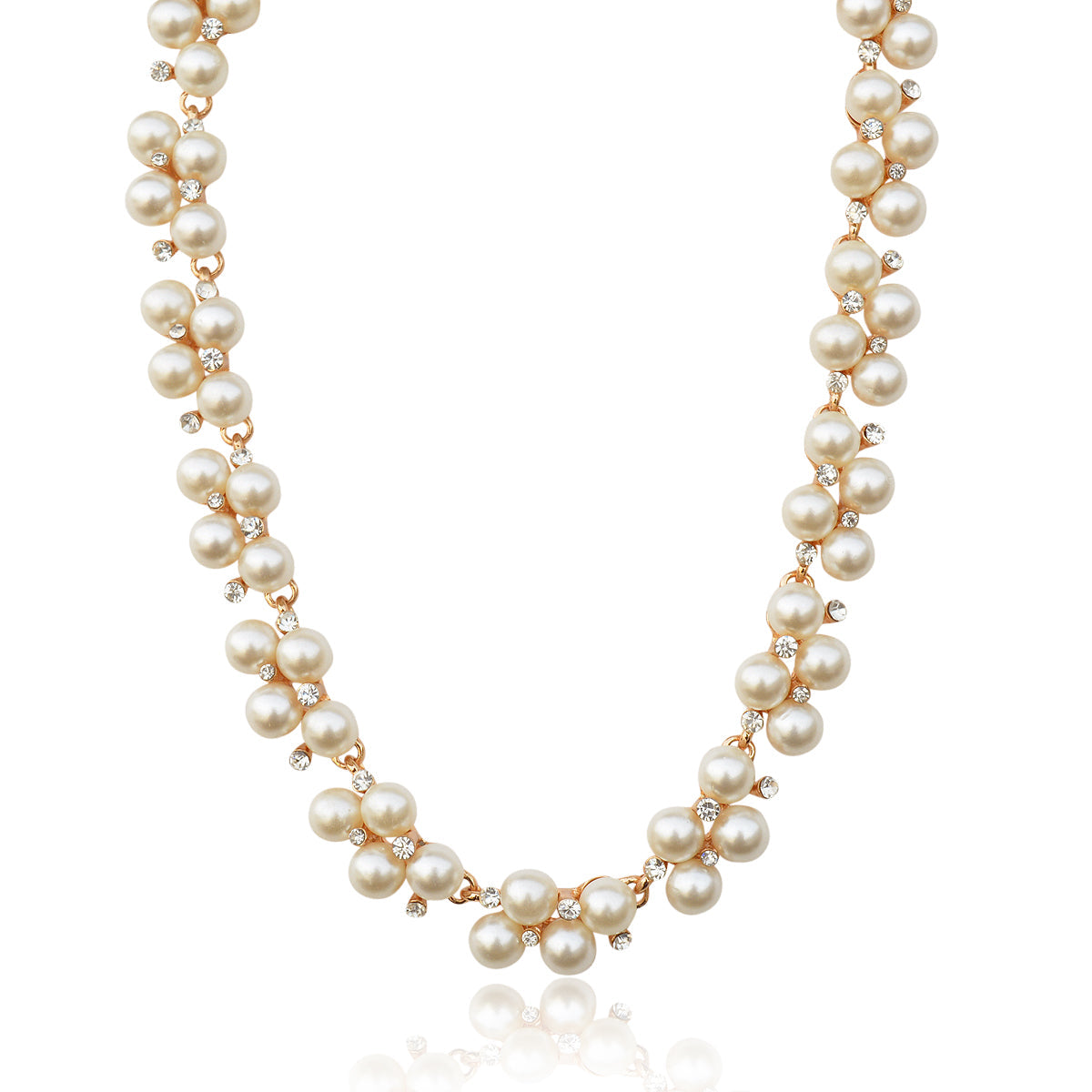 Gold-Toned Alloy Falling Pearl Necklace - The Pari | Grocsy