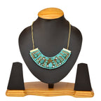 Gold-Polished Alloy Handcrafted Green Beaded Short Necklace - The Pari | Grocsy