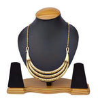 Gold-Polished Alloy Golden Brass Statement Necklace - The Pari | Grocsy
