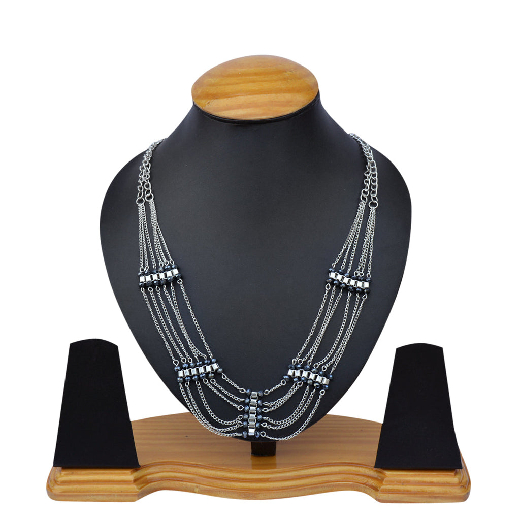 Silver-Plated Alloy Designer Silver Chain Necklace - The Pari | Grocsy