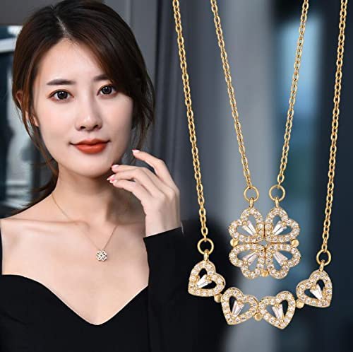 Gold-Polished Alloy Multi Wearing Heart Necklace For Girls - The Pari | Grocsy
