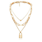 Gold-Polished Alloy Lock & Heart Multiple Chain Necklace - The Pari | Grocsy
