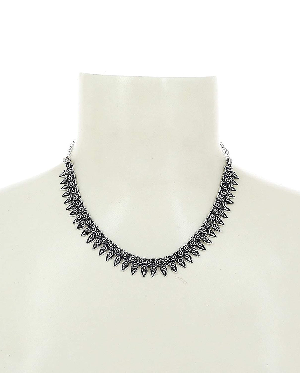 Rhodium-Plated Alloy Elegant Silver Choker Necklace - The Pari | Grocsy
