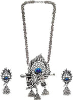 Rhodium-Plated Alloy Krishna Silver Necklace - The Pari | Grocsy