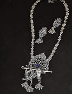 Rhodium-Plated Alloy Krishna Silver Necklace - The Pari | Grocsy
