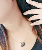 Rhodium-Plated Alloy Rhinestones Studded Duck Necklace - The Pari | Grocsy