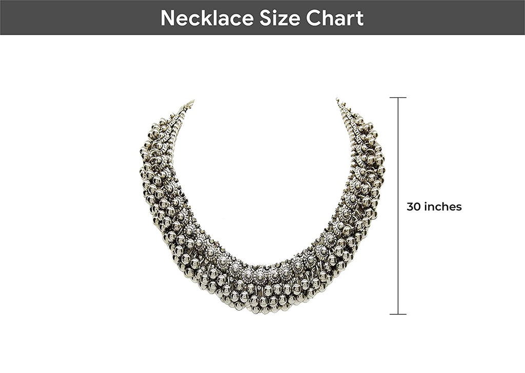 Rhodium-Plated Alloy Silver Bead Cluster Choker Necklace - The Pari | Grocsy