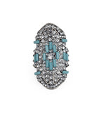 Silver-Plated Alloy Green Rhinestone Studded Cocktail Ring - The Pari | Grocsy