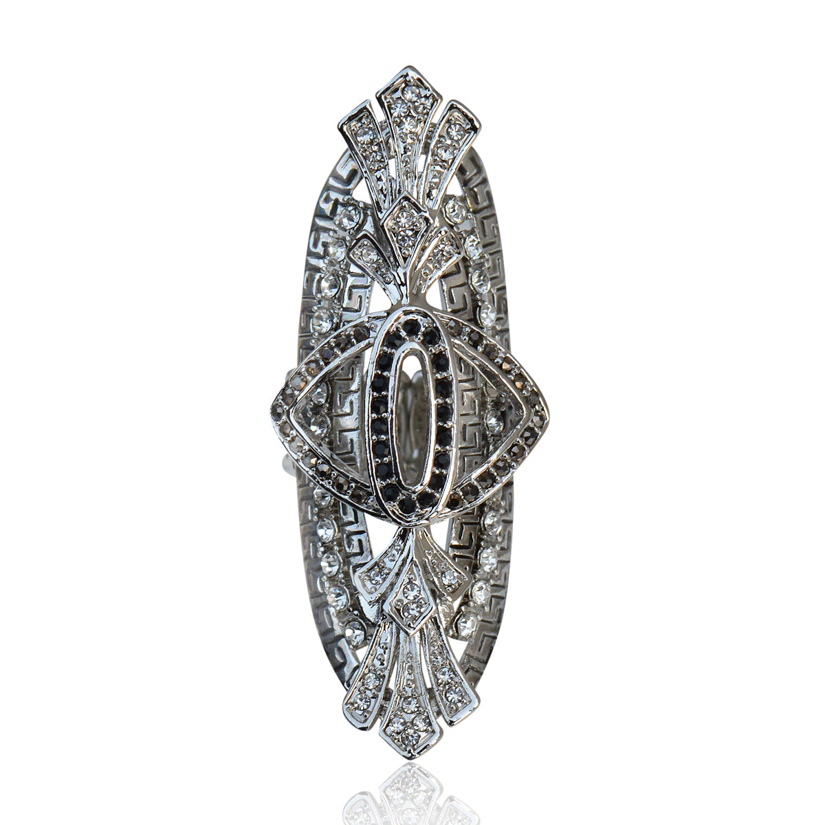 Silver-Plated Alloy Big Silver Stylish Ring - The Pari | Grocsy
