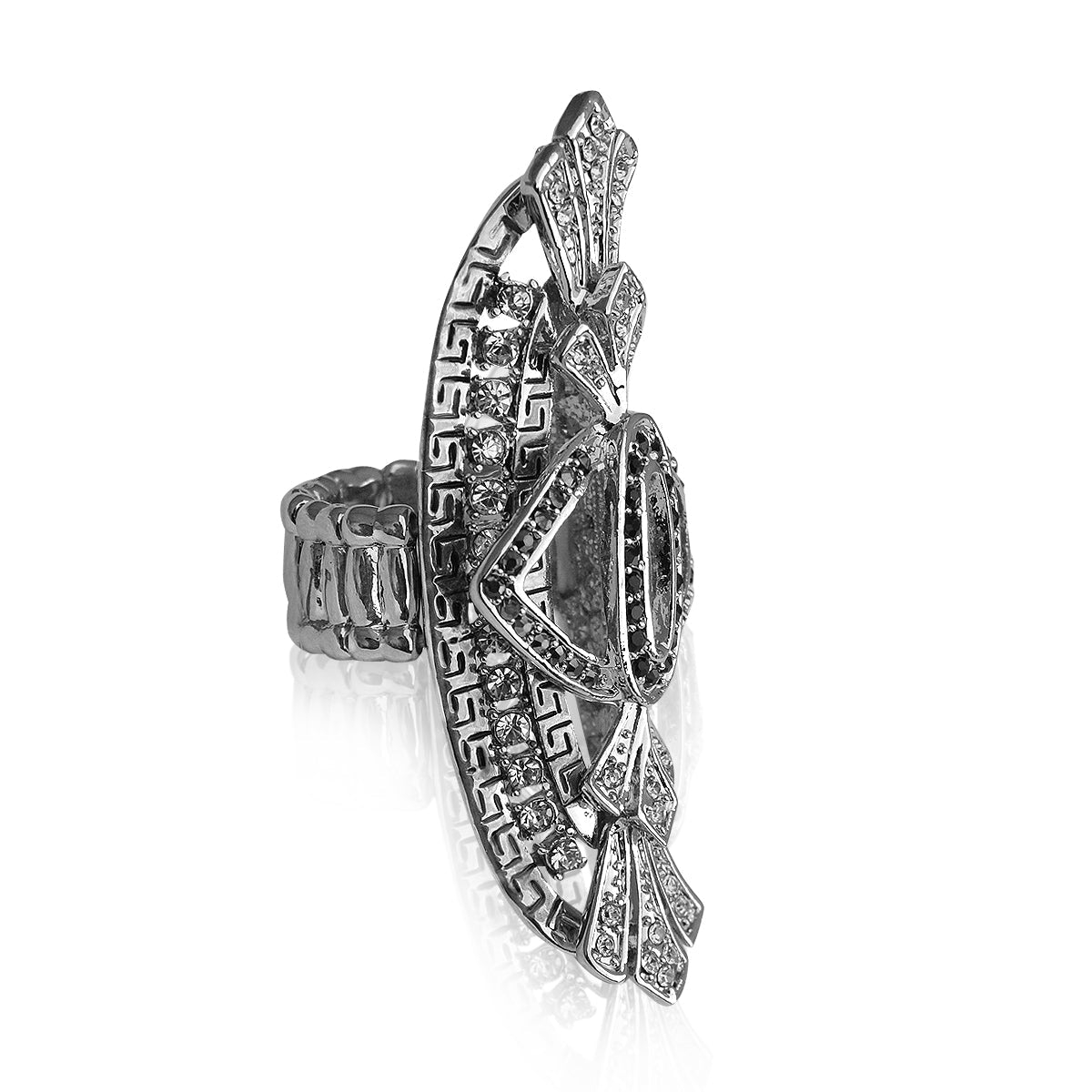 Silver-Plated Alloy Big Silver Stylish Ring - The Pari | Grocsy