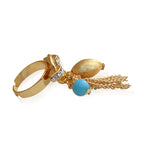 Gold-Polished Alloy Blue Charms Ring - The Pari | Grocsy