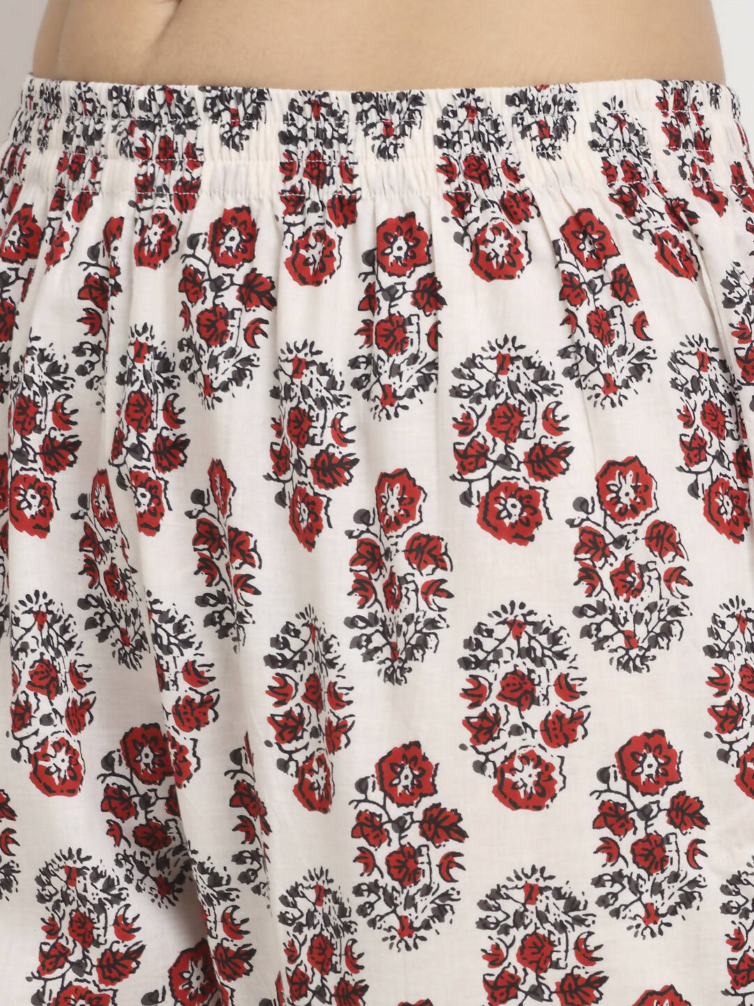 Rudra Bazaar Leaf Printed Anarkali Red Suit Set With Dupatta | Grocsy