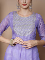 Myshka Women's Purple Anarkali Kurta & With Dupatta | Grocsy