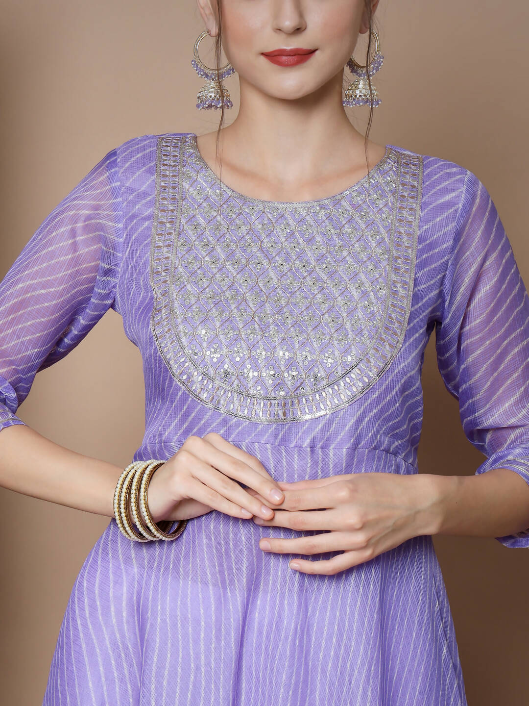 Myshka Women's Purple Anarkali Kurta & With Dupatta | Grocsy
