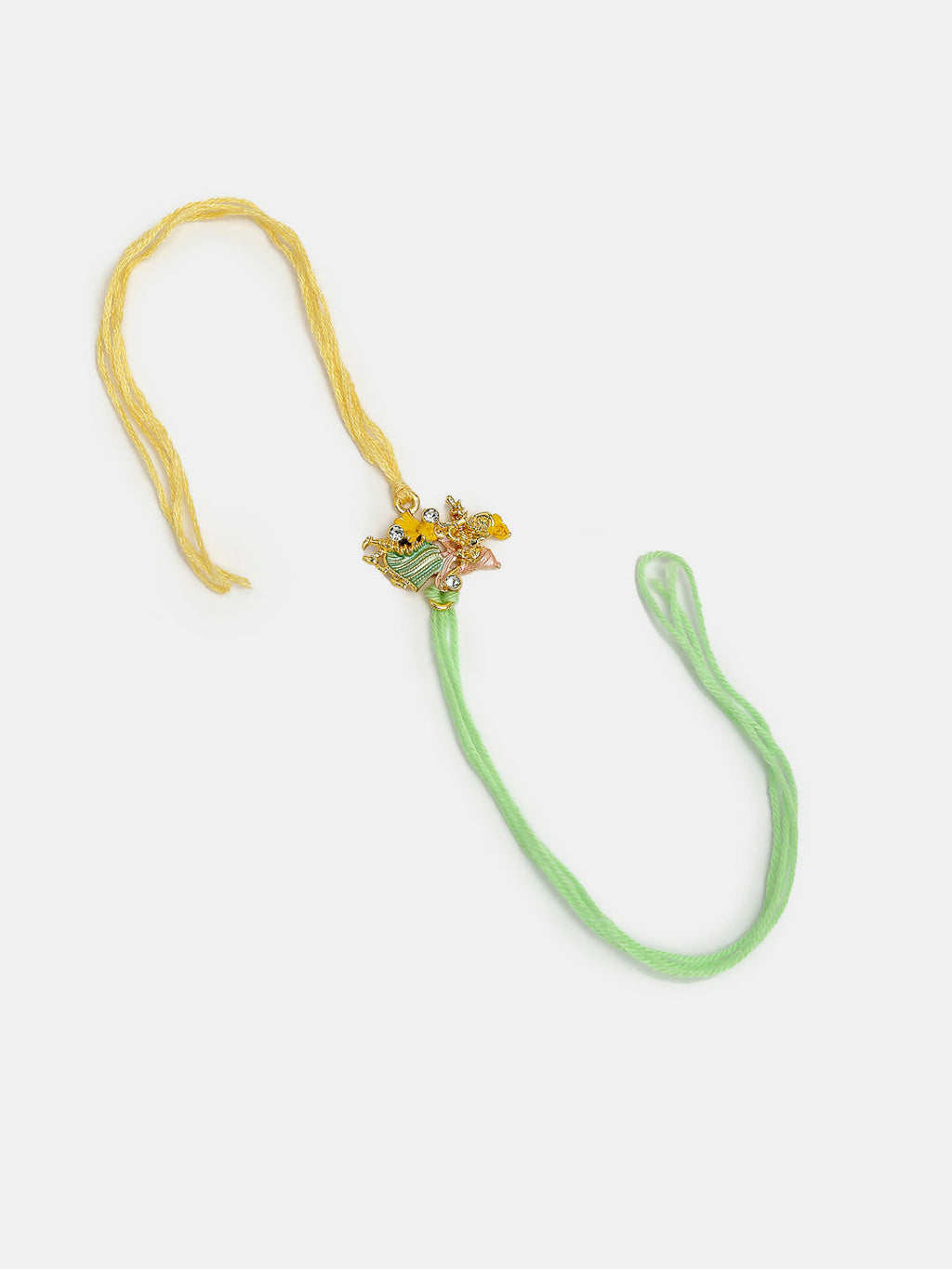 NVR Women & Men Set of 2 Multicolor Gold-Toned Radha Krishna Beaded Bhaiya Bhabhi Rakhi With Roli Chawal & Chocolate | Grocsy