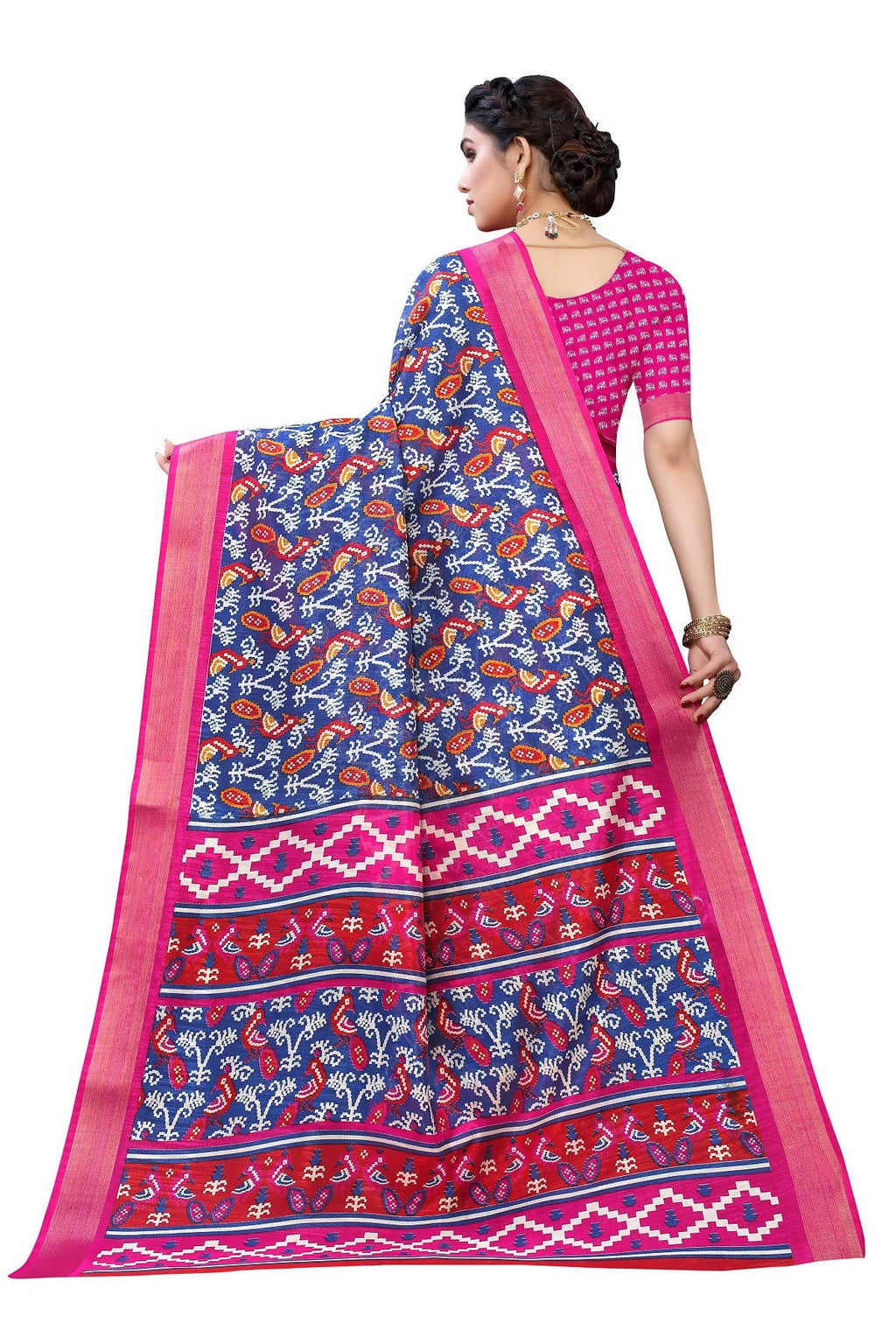 Vamika Blue Linen Jari Border Saree (JANKI Blue) | Grocsy