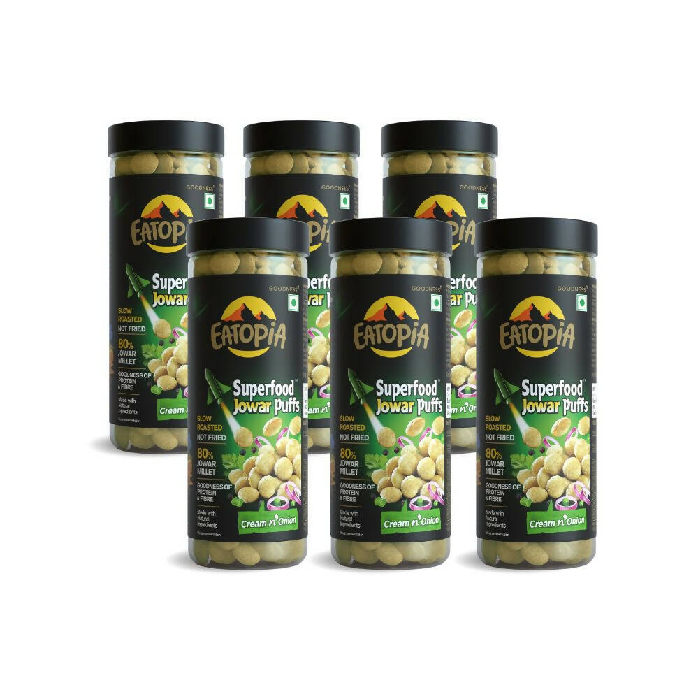 Eatopia Superfoods Jowar Puffs - Cream & Onion | Grocsy