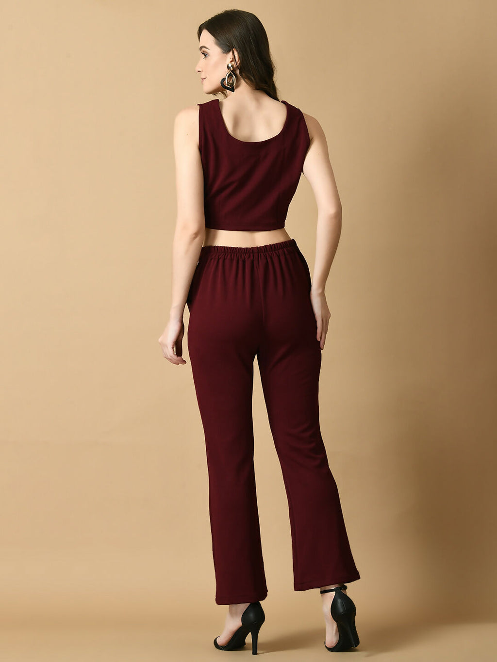 Myshka Women's Magenta Solid Top With Trousers | Grocsy