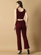 Myshka Women's Magenta Solid Top With Trousers | Grocsy