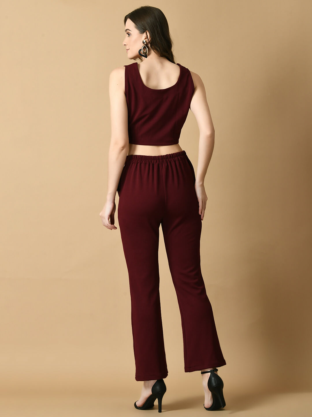 Myshka Women's Magenta Solid Top With Trousers | Grocsy