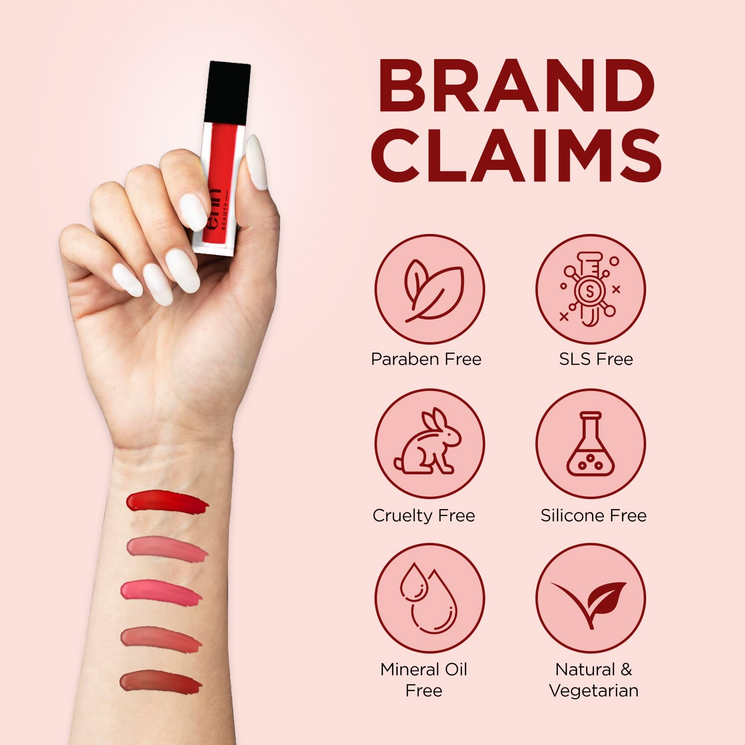 Enn Semi Matte Red Liquid Lipstick - Sangria Red | Grocsy
