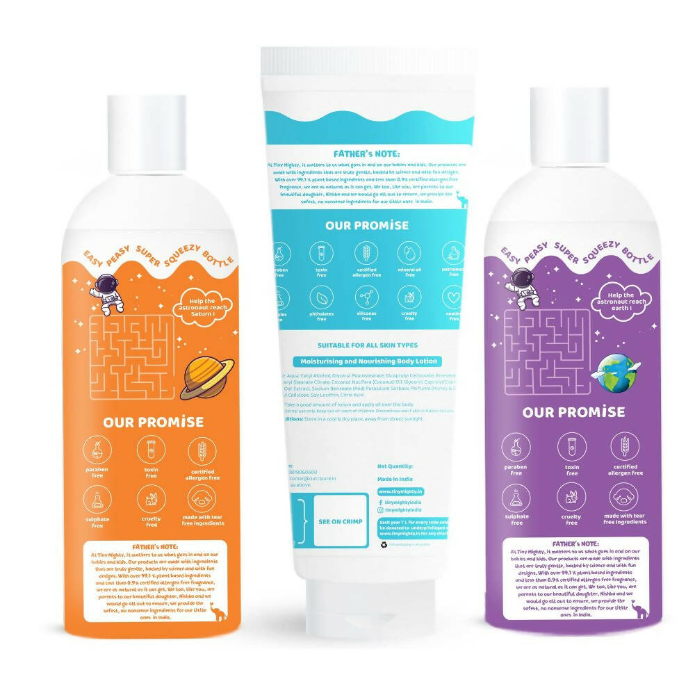 Tiny Mighty Kids Shampoo, Body Wash And Body Lotion Combo | Grocsy