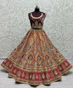 Jyoti Fashion Women's Purple Velvet Golden Gotta, Multi Thread Embroidered with Diamond Work Wedding Lehenga Choli | Grocsy