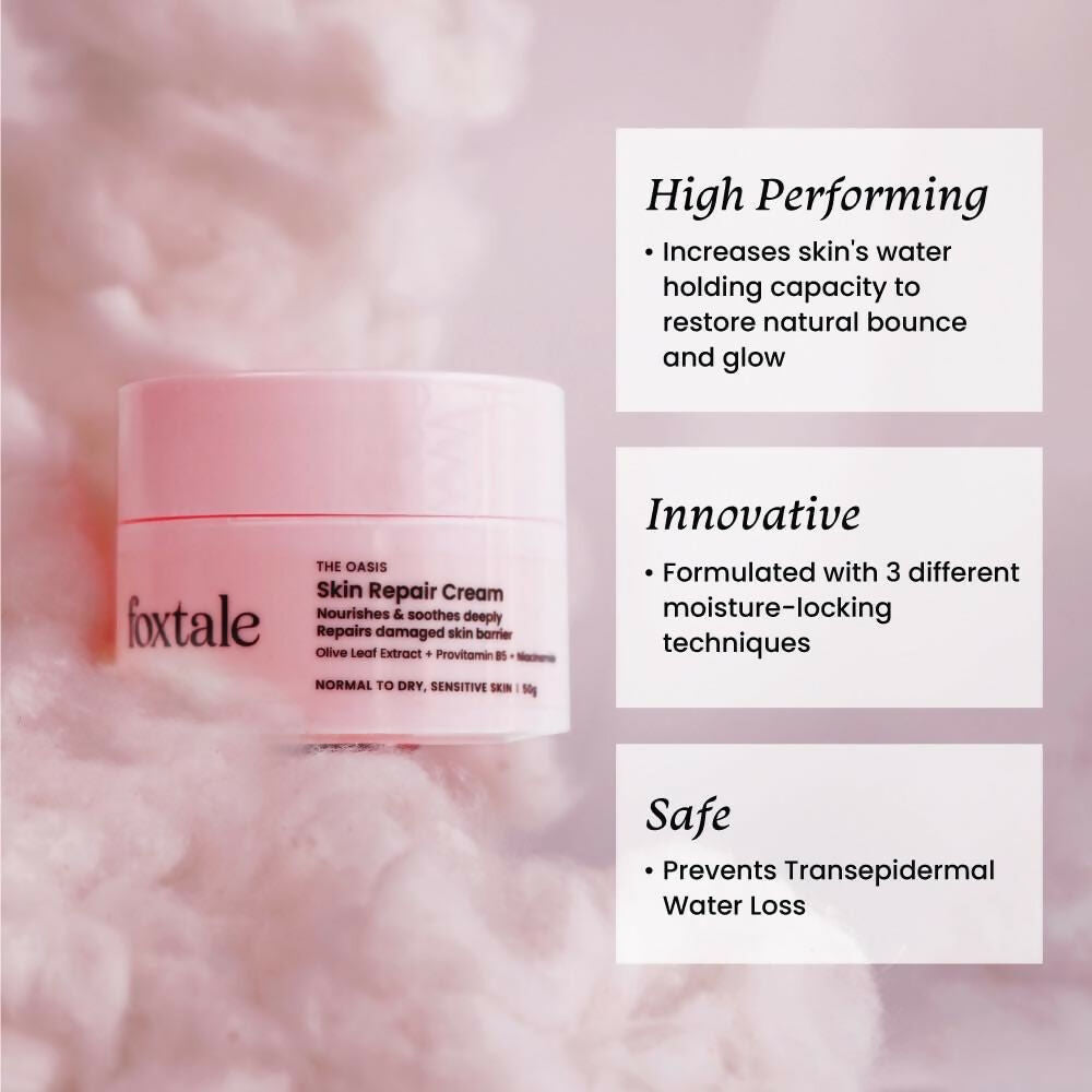 Foxtale Skin Repair Cream With Olive Leaf Extract, Provitamin B5 & Niacinamide | Grocsy