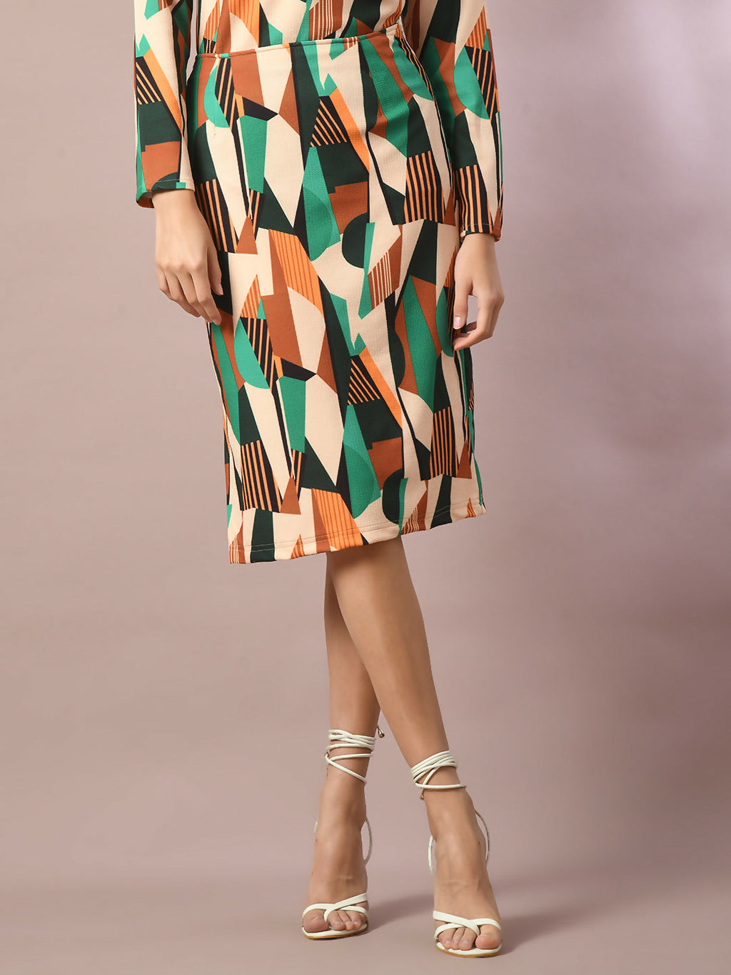 Myshka Women's Multi Printed Round Neck Party Top With Skirt Co-ord set | Grocsy
