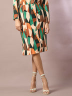 Myshka Women's Multi Printed Round Neck Party Top With Skirt Co-ord set | Grocsy