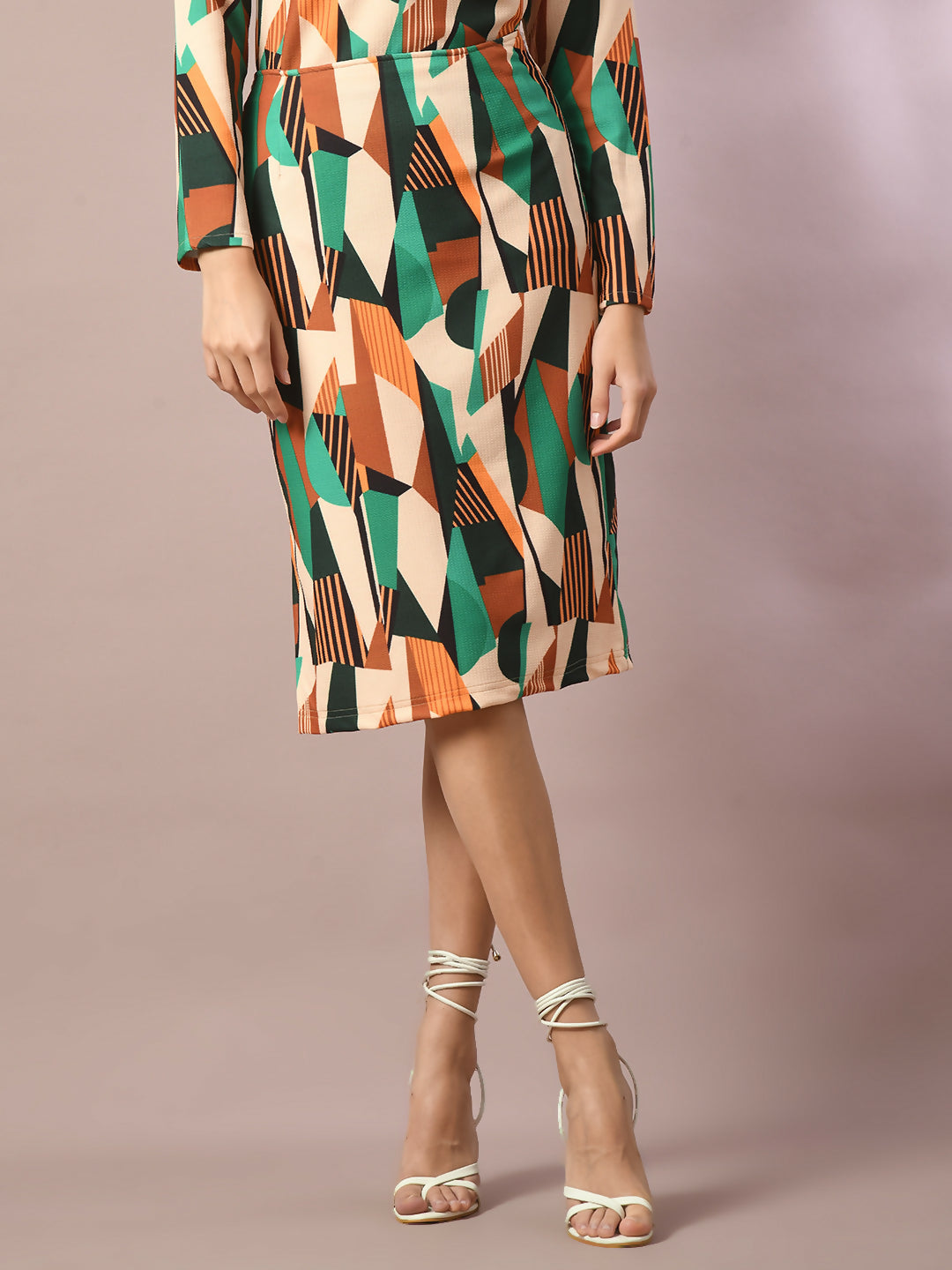 Myshka Women's Multi Printed Round Neck Party Top With Skirt Co-ord set | Grocsy