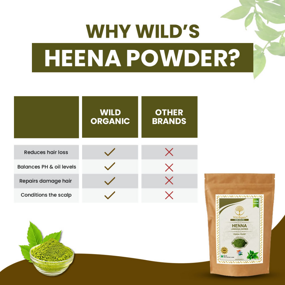 Wild Organic Henna Hair Colour Powder For Smooth Hair Pack | Grocsy