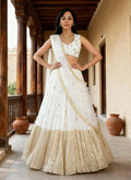 Lehenga Mart White Gerogette Designer Bollywood Style Wedding Wear Lehenga Choli | Grocsy