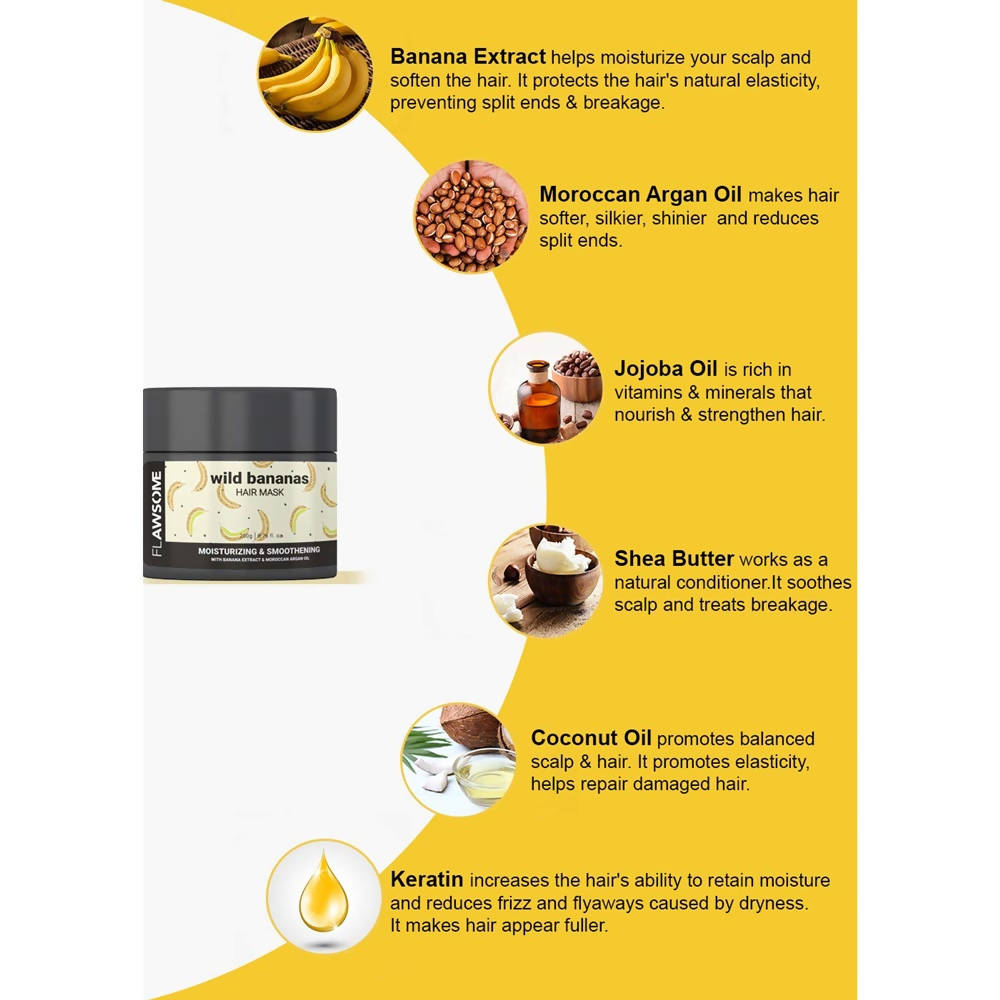 Flawsome Wild Bananas Moisturizing & Smoothening Hair Mask | Grocsy