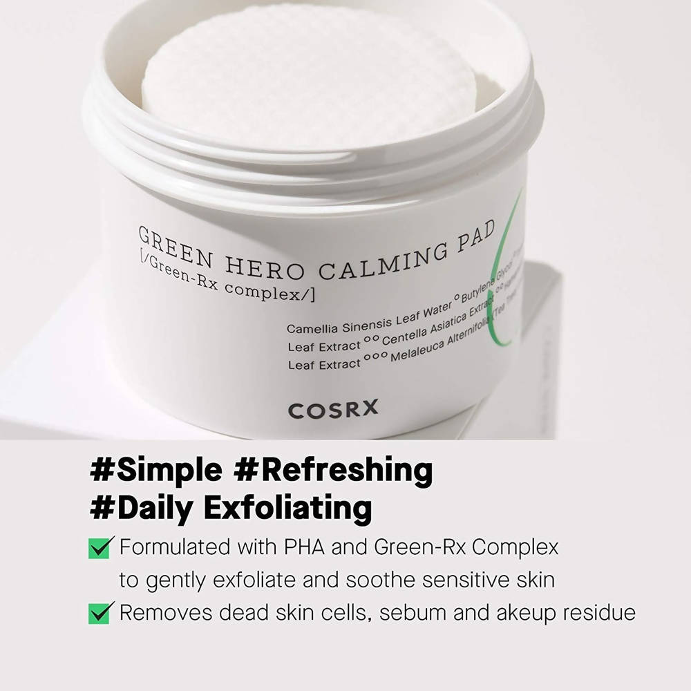 Cosrx One Step Green Hero Calming Pad - Korean Skincare | Grocsy