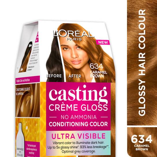 L'Oreal Paris Casting Creme Gloss Ultra Visible Conditioning Hair Color - 634 Caramel Brown | Grocsy