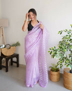 Vamsee Devika Lavender Organza Silk Saree | Grocsy
