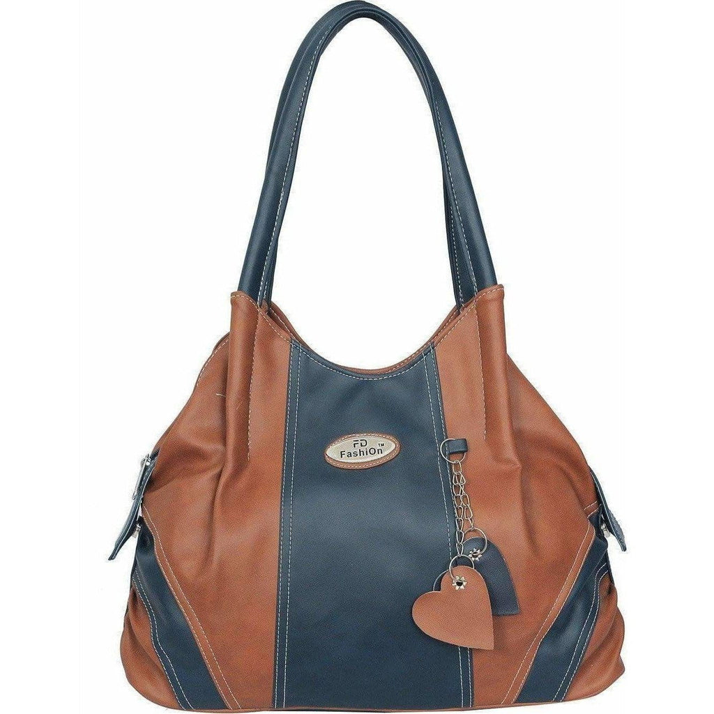 FD Fashion Shoulder Bag  (Tan, Blue) | Grocsy